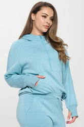 Women’s Plus Half-Zip Thumb Holes Pocket Hoodie | Zarnesh